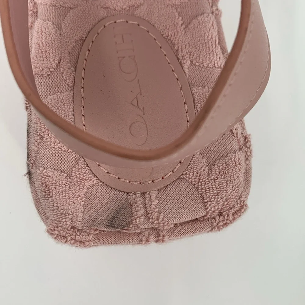 Coach Noelle platform sandal pink signature CC terry cloth back strap shoe 7.5
